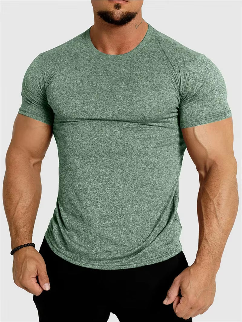 2025 New Tight Sports T-Shirt Quick Drying Fitness Sportswear Short Sleeve Tops Running Training Summer Jogging Gym T-Shirts Men