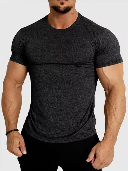 2025 New Tight Sports T-Shirt Quick Drying Fitness Sportswear Short Sleeve Tops Running Training Summer Jogging Gym T-Shirts Men