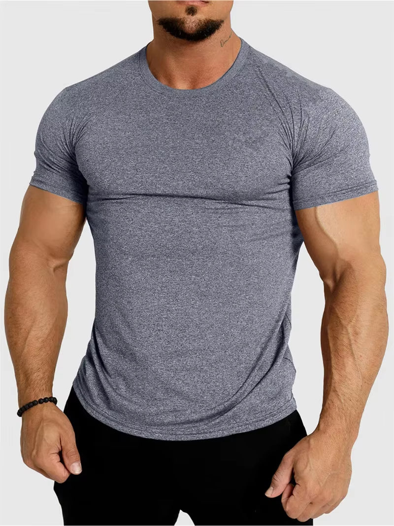 2025 New Tight Sports T-Shirt Quick Drying Fitness Sportswear Short Sleeve Tops Running Training Summer Jogging Gym T-Shirts Men