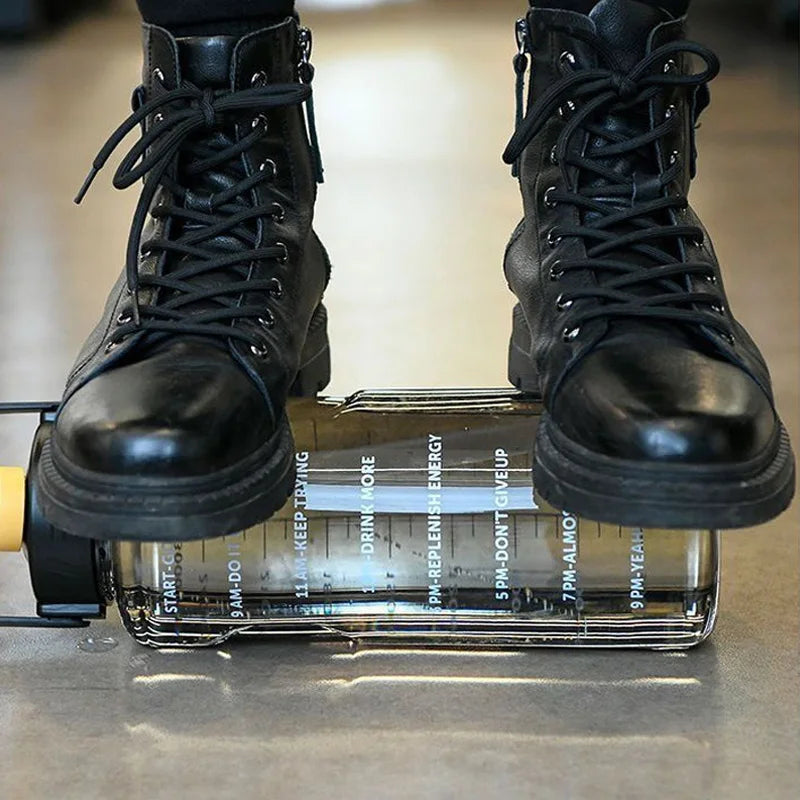 LUSQI 1.5L/2L/3L Sports Water Bottle Large Capacity Plastic Cup Leak-Proof with Straw and Time Marker for Home Outdoor Sports