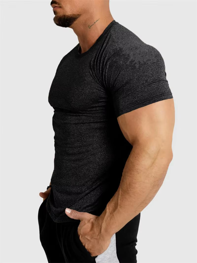 2025 New Tight Sports T-Shirt Quick Drying Fitness Sportswear Short Sleeve Tops Running Training Summer Jogging Gym T-Shirts Men