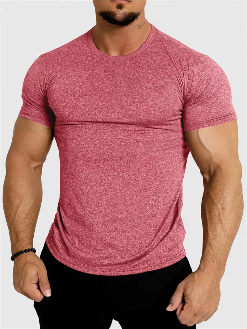 2025 New Tight Sports T-Shirt Quick Drying Fitness Sportswear Short Sleeve Tops Running Training Summer Jogging Gym T-Shirts Men